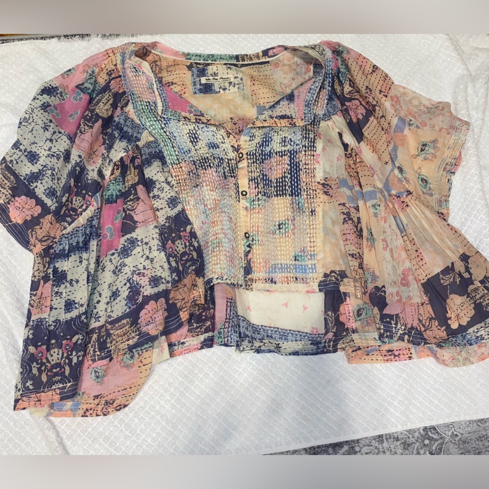Free People colorful flowy top or coverup top